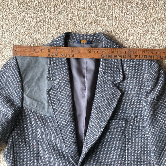 Vtg Pendleton Men’s Gray Multi-Color Fleck Tweed Wool Blazer Jacket Suede Trim - Picture 10 of 15